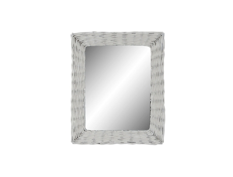 Espejo de pared DKD Home Decor Cristal MDF Blanco Mimbre Cottage (53 x 63 x 4 cm) (53,5 x 4 x 62,5 cm)