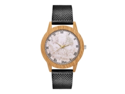 Reloj De Pulsera Unisex De Cuarzo Zhoulianfa, Esfera Redonda, Textura De Madera, Negro.