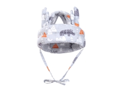 Capacete Para Bebê Proteção Choque Respirável Macio Para Rastejar Andar Cinza
