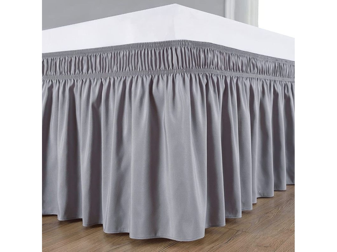 Faldón De Cama Elástico De Microfibra De 150x200cm Con Cuello De 40cm - Gris - Fácil Instalación