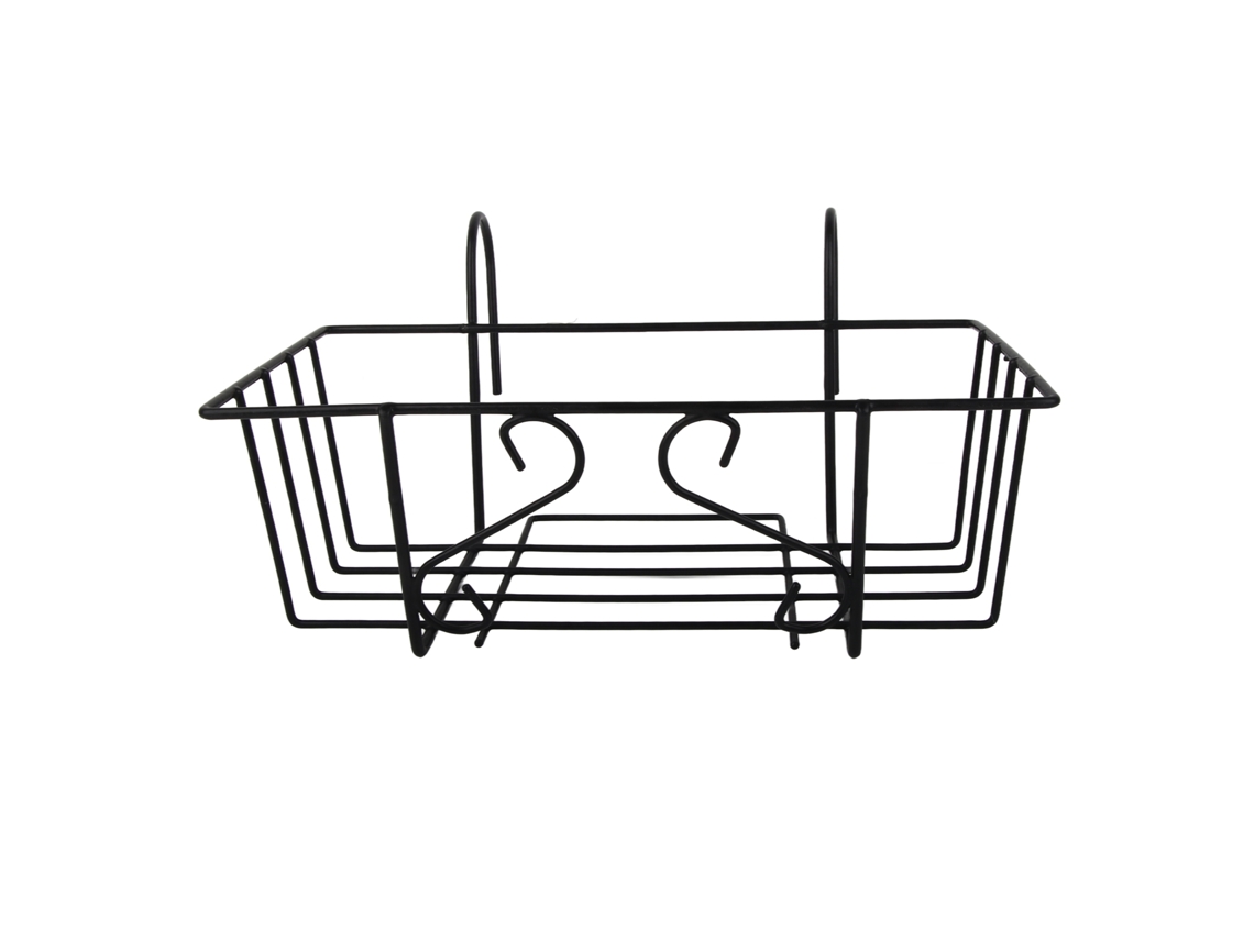 Macetero rectangular para balcón con soporte de hierro en blanco y negro