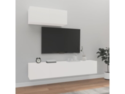 Mueble de TV de 3 piezas de madera procesada en blanco DKD HOME DECOR