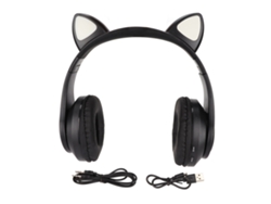 Fone De Ouvido Bluetooth Com Orelhas De Gato Brilhantes Pliável Com Luz De Respiração E Baixo Potente