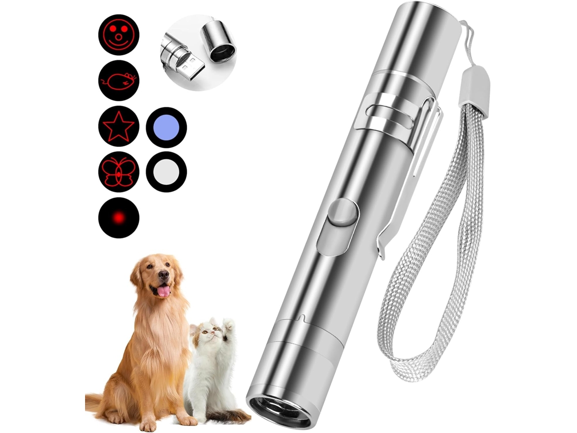 Juguete interactivo con puntero láser recargable para mascotas con 5 patrones ajustables Gertiz