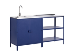 Cocina de jardín Beliani Vilama 90x80x50 en acero azul