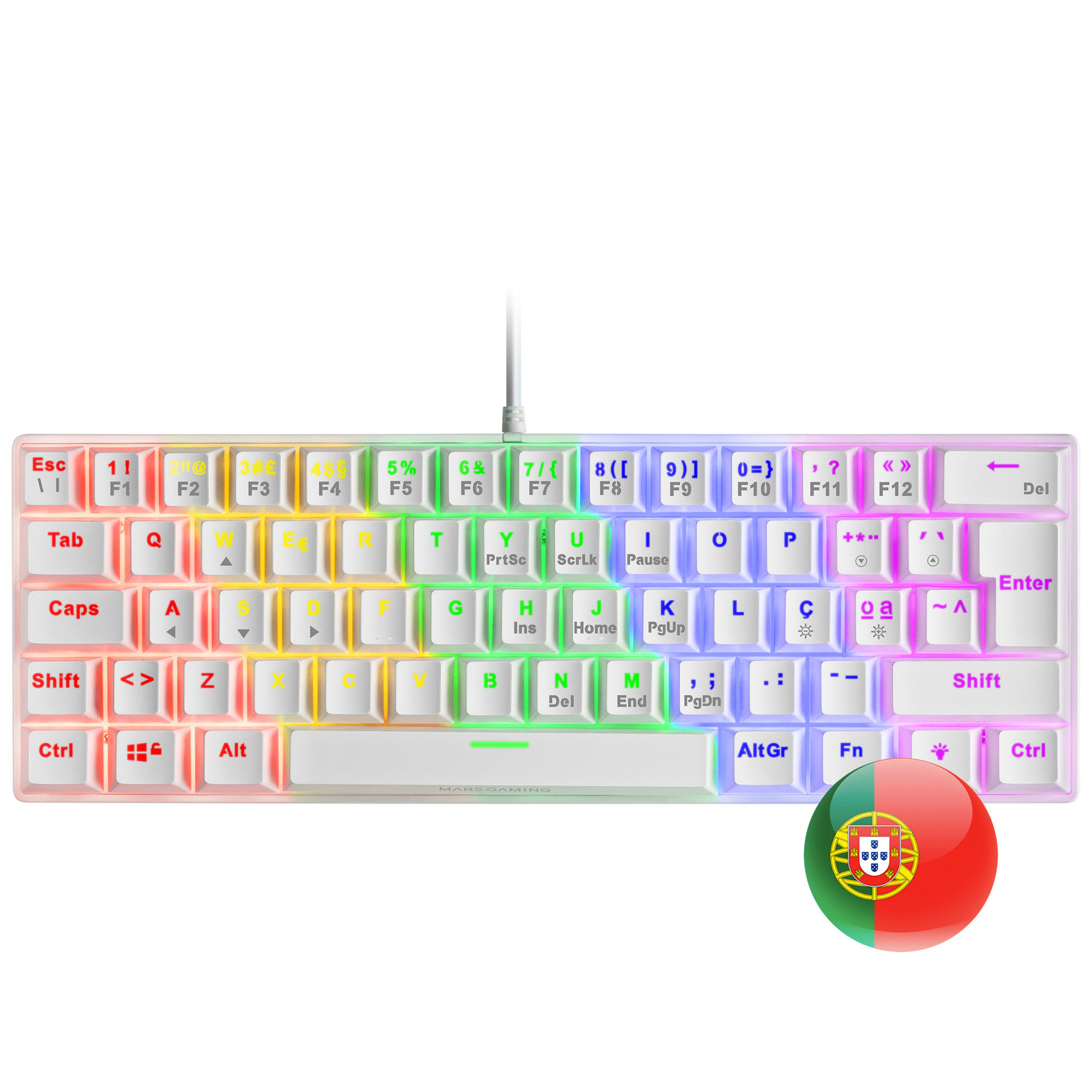 Teclado Frgb Mars gaming mk60 interruptor blanco antighosting switch idioma