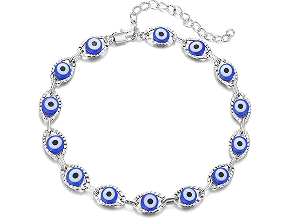 Pulsera Del Ojo Turco, Pulsera Tobillera Fina De Oro, Lindo Ojo Turco Azul Marino