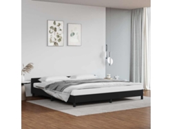 Estructura De Cama Con Cabecero Sin Colchón Negro 200x200 Cm