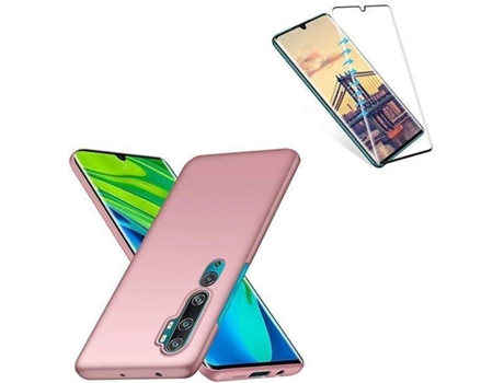 Kit Funda y Protector de Cristal Templado Xiaomi Mi Note 10 Lite SlimShield Rosa