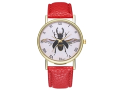 Reloj De Pulsera Para Parejas Con Correa De Pu A La Moda Y Movimiento De Cuarzo (rojo)