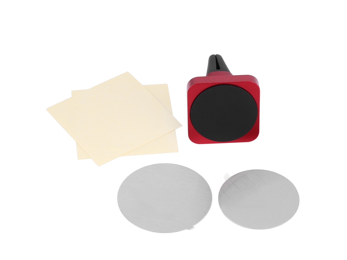 Soporte De Teléfono Para Coche De Ventilación Magnética Giratoria 360 Grados, Soporte Universal Cuadrado Rojo