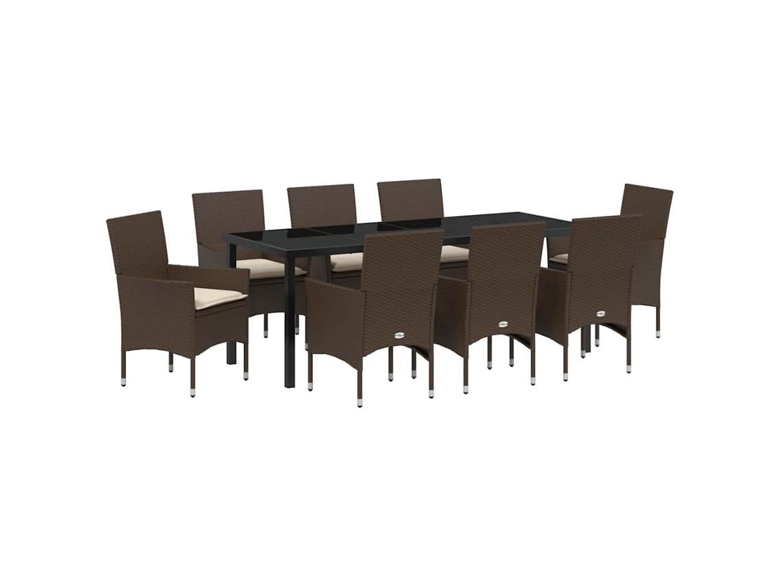 Maison Exclusive - Conjunto De Comedor De Jardín 9 Pcs Marrón Ratán Sintético