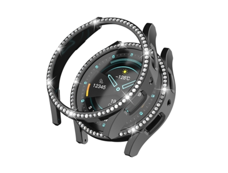Funda protectora para reloj Samsung Galaxy Watch 6 de 40 mm con pieza hueca de diamante (negro)