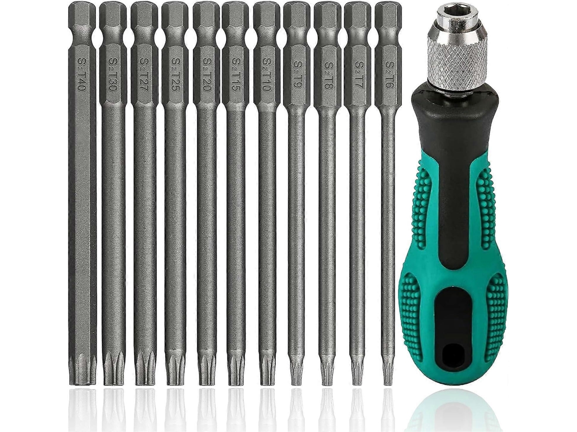 Set De 12 Destornilladores Torx T6-t40 Largos 120mm Magnéticos Para Reparación Herramientas De Mano