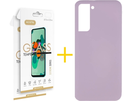 Carcasa + 2 Protectores de Pantalla para Samsung Galaxy S22 Plus 5G ACCETEL Morado