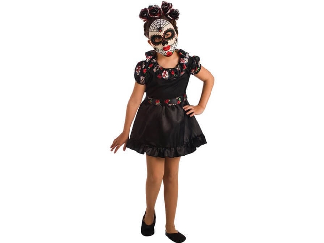 Disfraz de Niña DISFRAZZES Catrina Negro (Talla: 6 a 7 años)