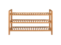 Zapatero Organizador de Madera Maciza Roble de 3 Estanterías 100X27X60 Cm