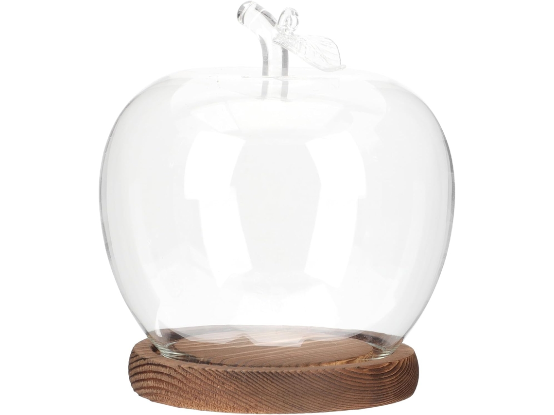 Cúpula De Vidro Transparente Com Base De Madeira - Decoração Criativa Para Flores