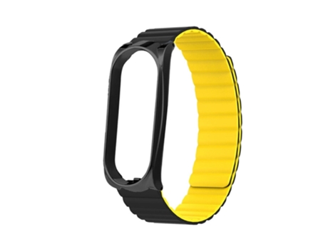 Correa de Silicona magnético para Xiaomi Mi Band 5/6/7 - negro/amarillo