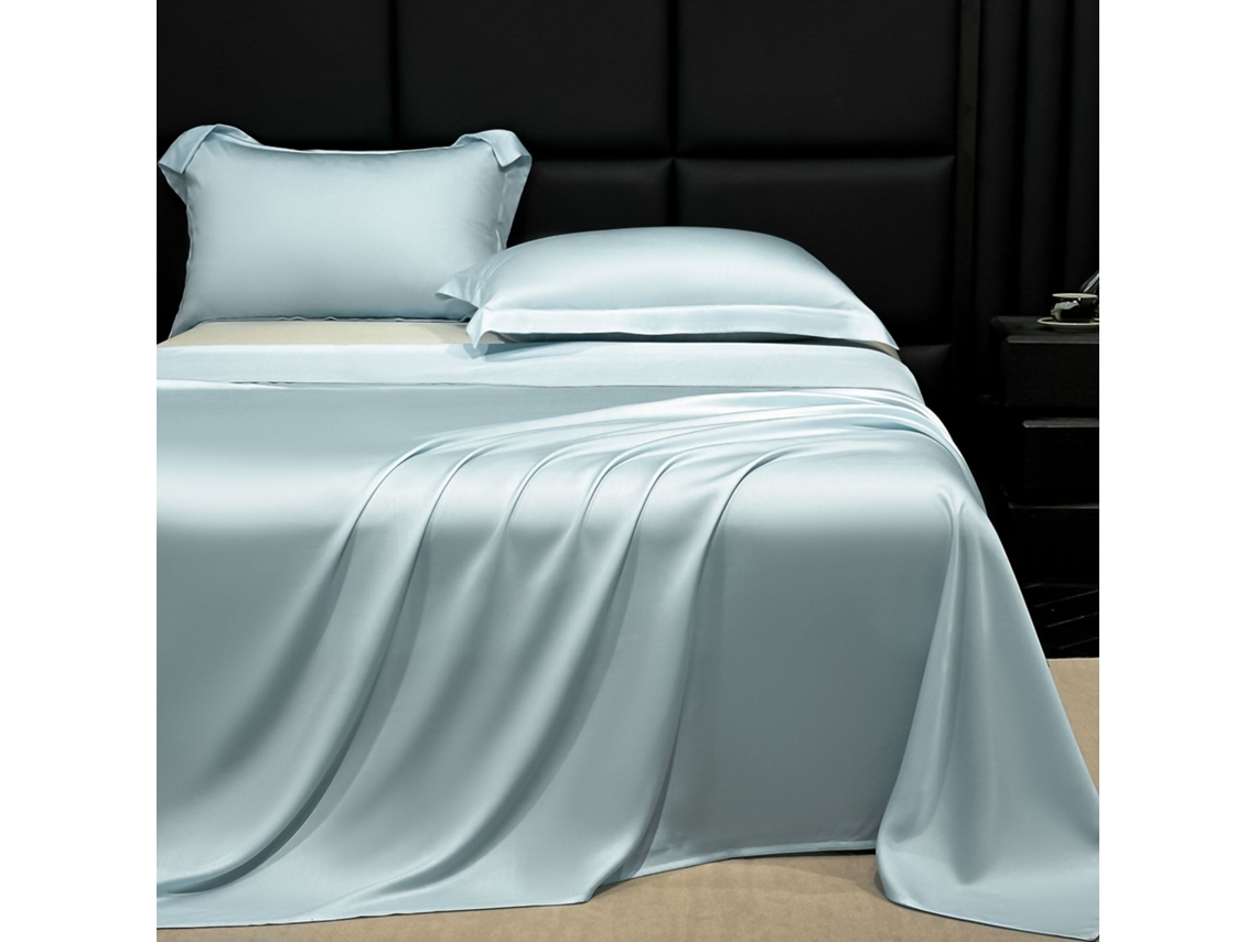 Juego De Sábanas De 3 Piezas Chrui (sábana Superior Y Dos Fundas De Almohada), Seda De Hielo Lavable, 250x250cm (azul Celeste)