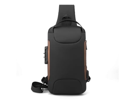 Bolso bandolera antirrobo, mochila impermeable para el pecho con carga USB, mochila de hombro (oro negro)