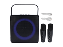 Ats-máquina De Karaoke Portátil Con Micrófonos Dobles Altavoz Para Cantar Reproducción Usb Tarjeta Miniatsura Para El Hogar Negro