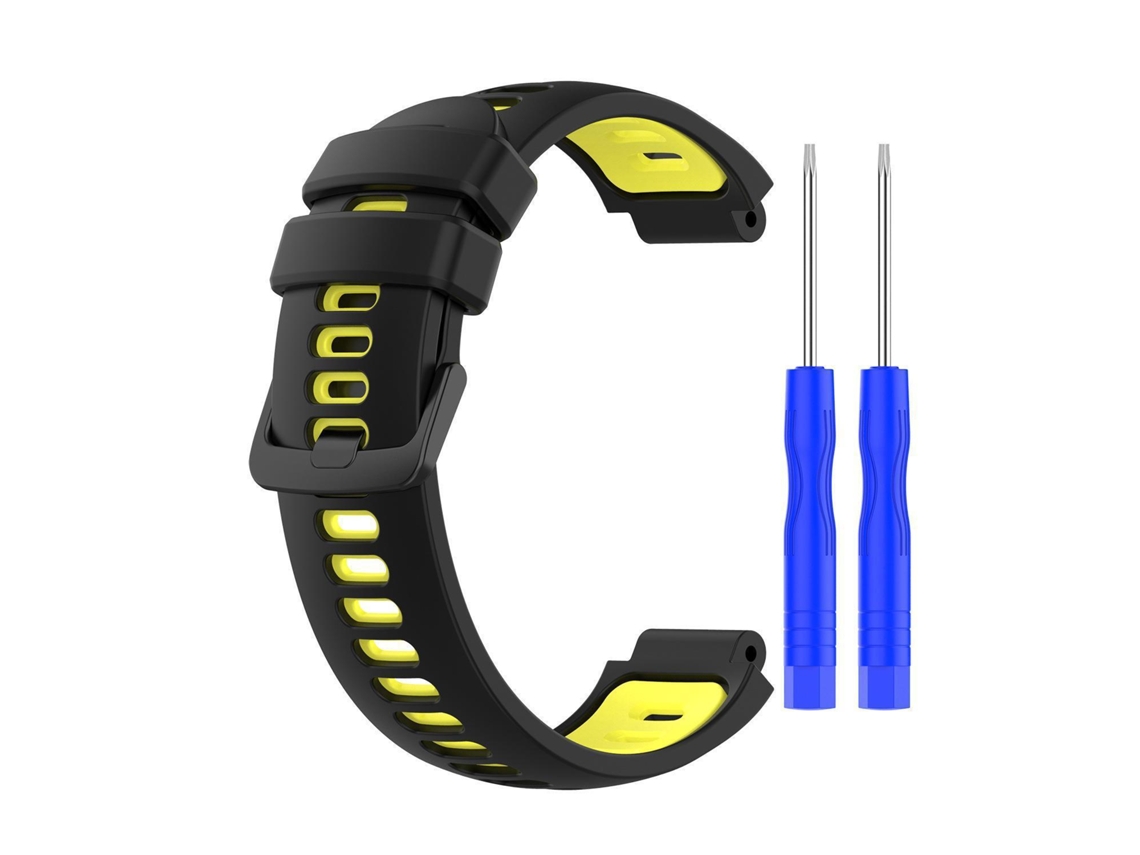 Pulseira De Silicone Bicolor Para Garmin 220/235/735xt/620/630 Preto/amarelo Hexinyigjly