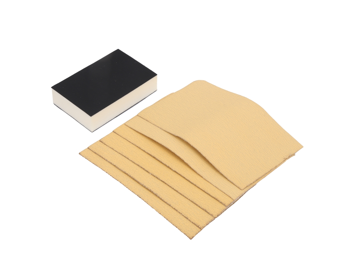 Papel De Lija Autoadhesivo Amarillo De Grano 80/120/240 Con Bloque De Esponja Para Herramientas De Lijado