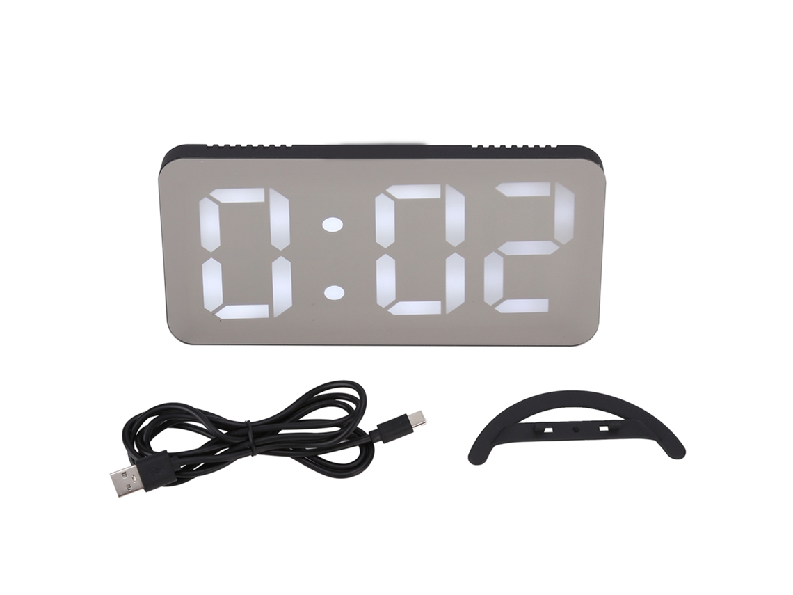 Reloj despertador digital LED multifuncional Baok con 2 puertos USB y ajuste automático de brillo para dormitorio y oficina (TS-8201-HW)