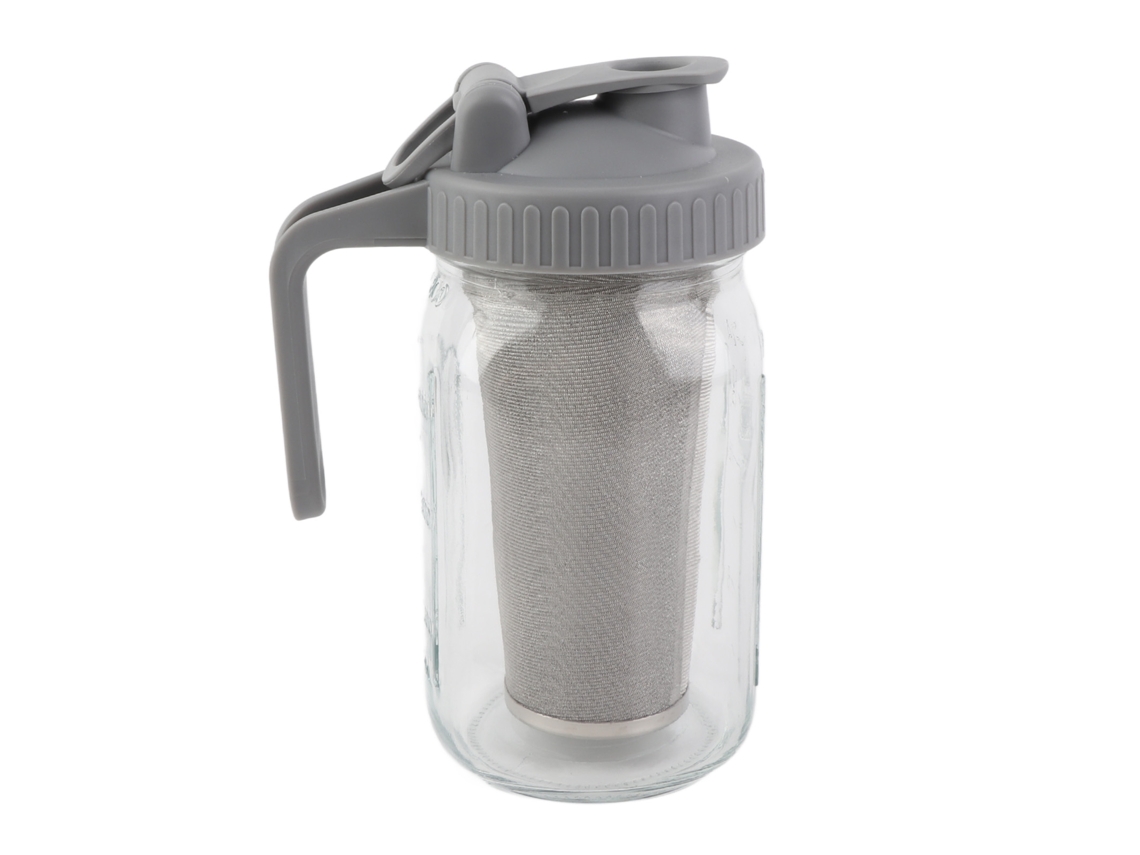 2026-jarra De Vidrio Mason Con Tapa De Filtro De Boca Ancha, Capacidad Grande, Hermética Para Agua, Té, Café Helado Y Bebidas Frías