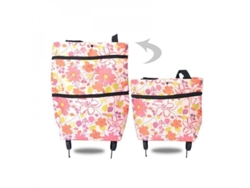Carrito de la compra plegable 2 en 1 con ruedas, reutilizable, para supermercados y viajes, Red Flower, 2026.
