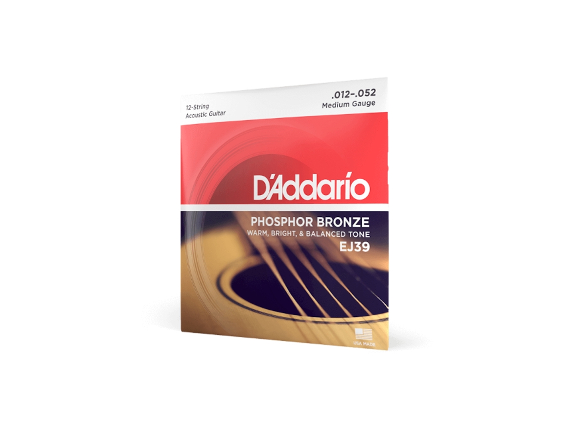 D'ADDARIO ej39 12-52 medium 12-string, phosphor bronze 12 cordas