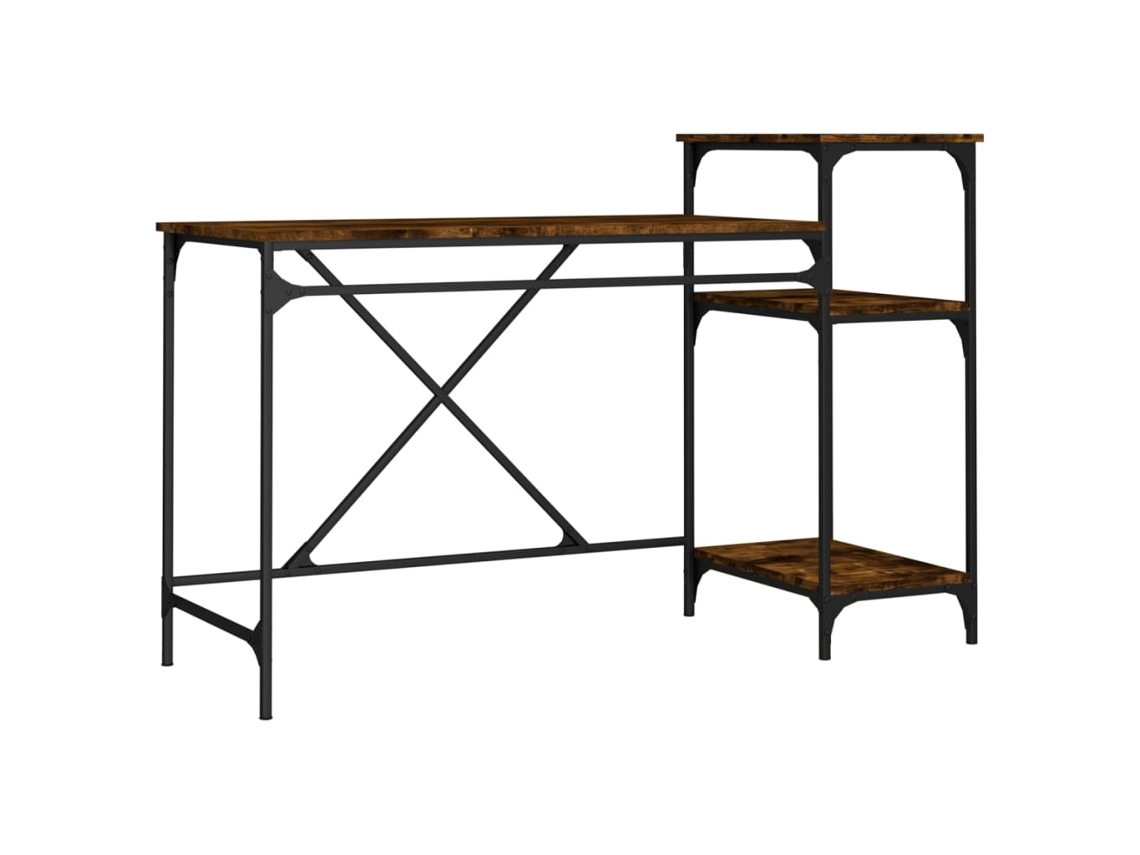 Maison Exclusive - Escritorio Con Estantes Hierro Y Madera Roble Humo 135x50x90 Cm