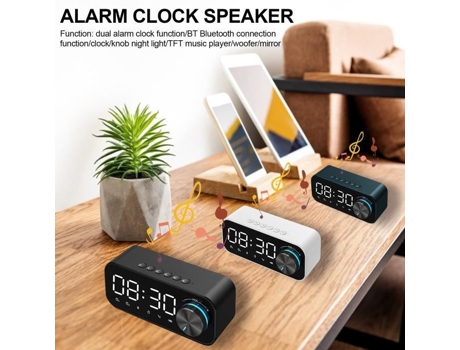 Reloj HURRISE con altavoz Reloj digital Reproductor de vídeo 2 hojas de sierra pequeñas y 2 hojas de sierra grandes