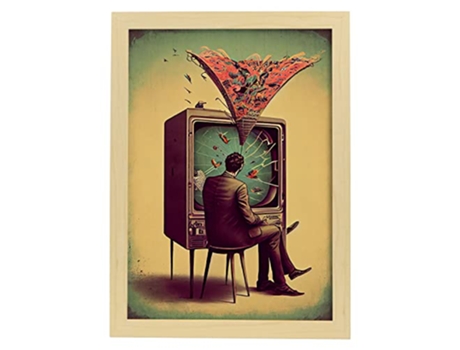 NACNIC Poster Roto En Estilo Surrealismo Cinematográfico Ilustraciones Y Grabados De Historieta Abstracta Y Artística A3 Marcos Madera