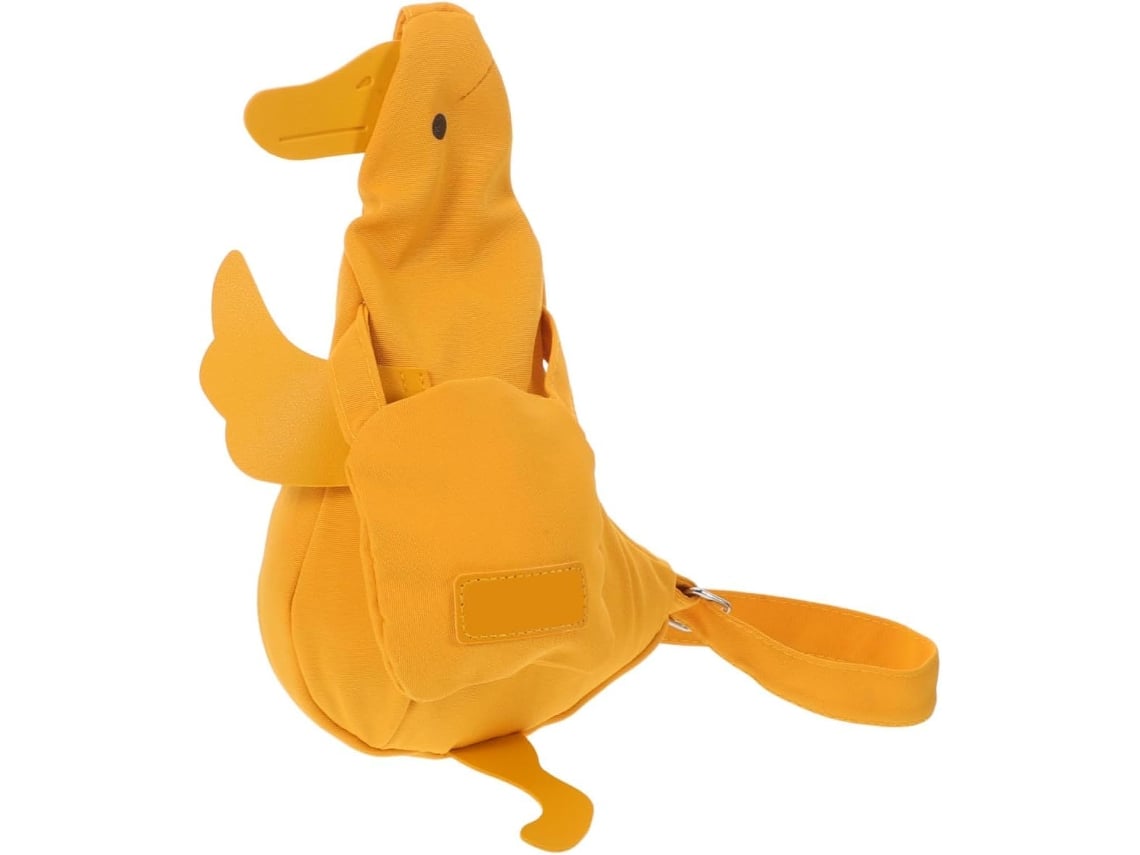 Bolsa De Ombro Feminina, Pequena, Em Lona Amarela, Com Estampa De Patinhos Fofos, Estilo Kawaii.