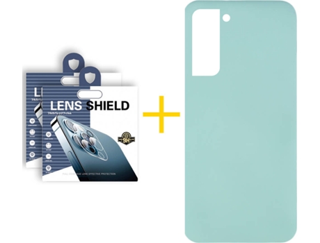 Carcasa + 2 Protectores de Cámara para Samsung Galaxy S21 5G SKYHE Verde Agua