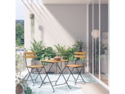 Juego de bistró plegable de madera maciza de acacia Dkd Home Decor