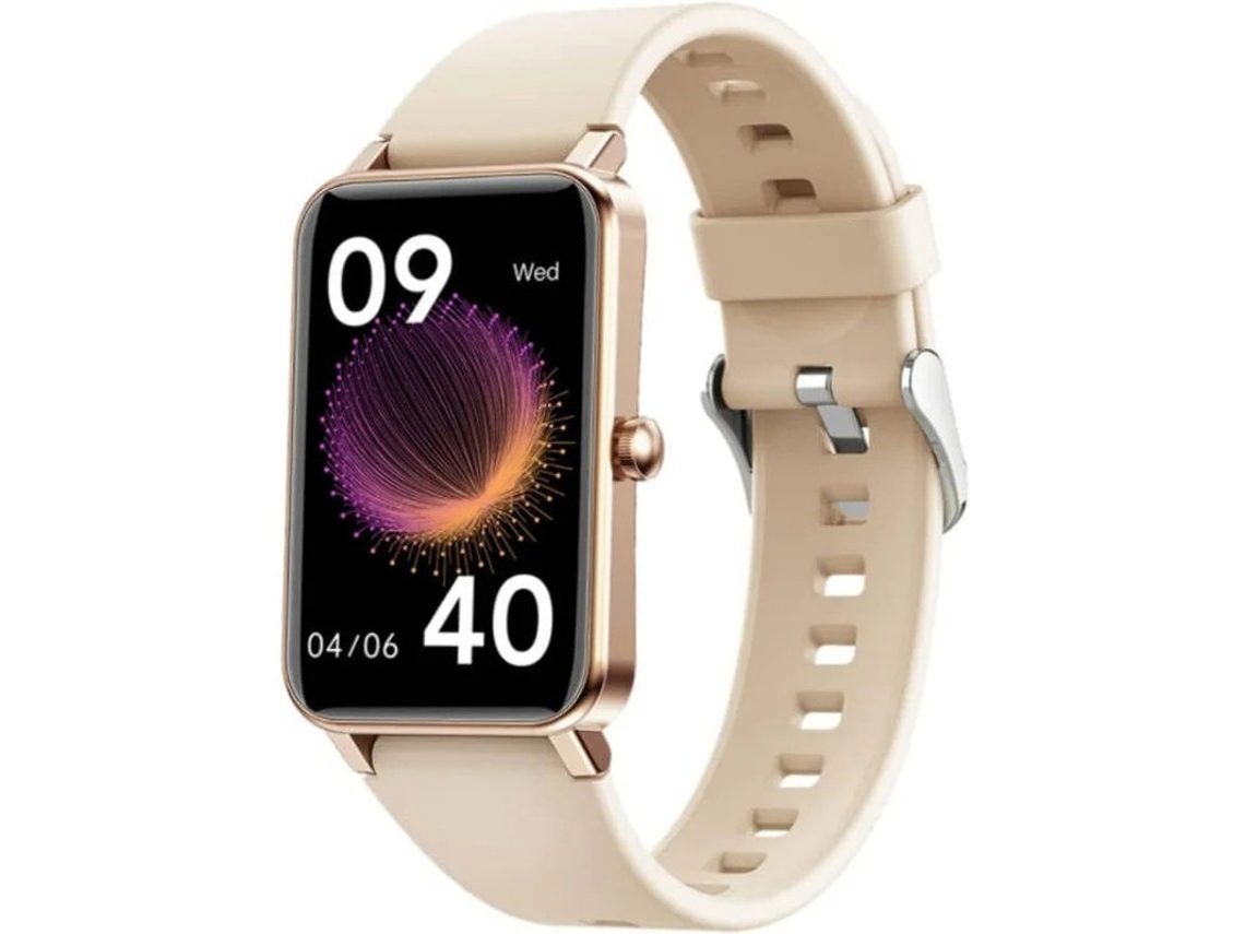 Reloj inteligente Bestvite con monitor de frecuencia cardíaca, podómetro y pantalla táctil HD grande (dorado)