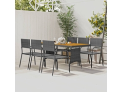 Juego de comedor para exterior de 7 piezas de mimbre sintético gris DKD Home Decor