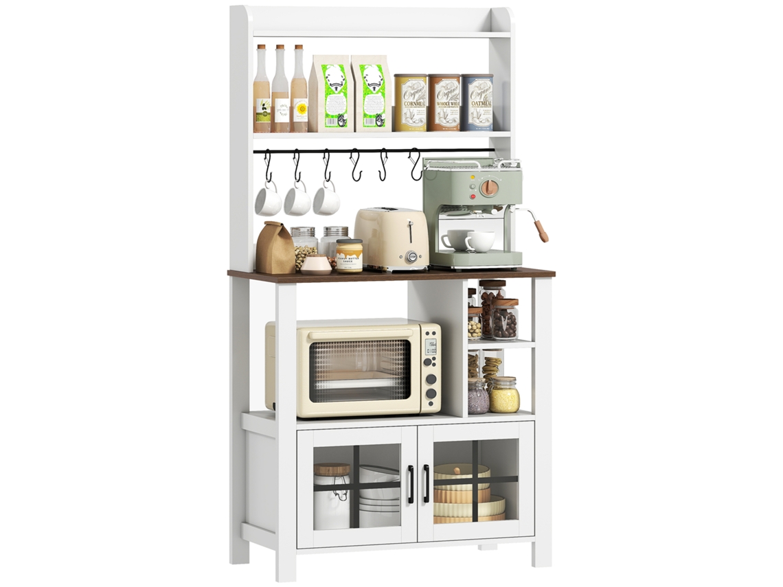 Armario de cocina multifuncional con 4 puertas, estantes ajustables, 60x30x170,5 cm, negro, ZENCORE SERVICES