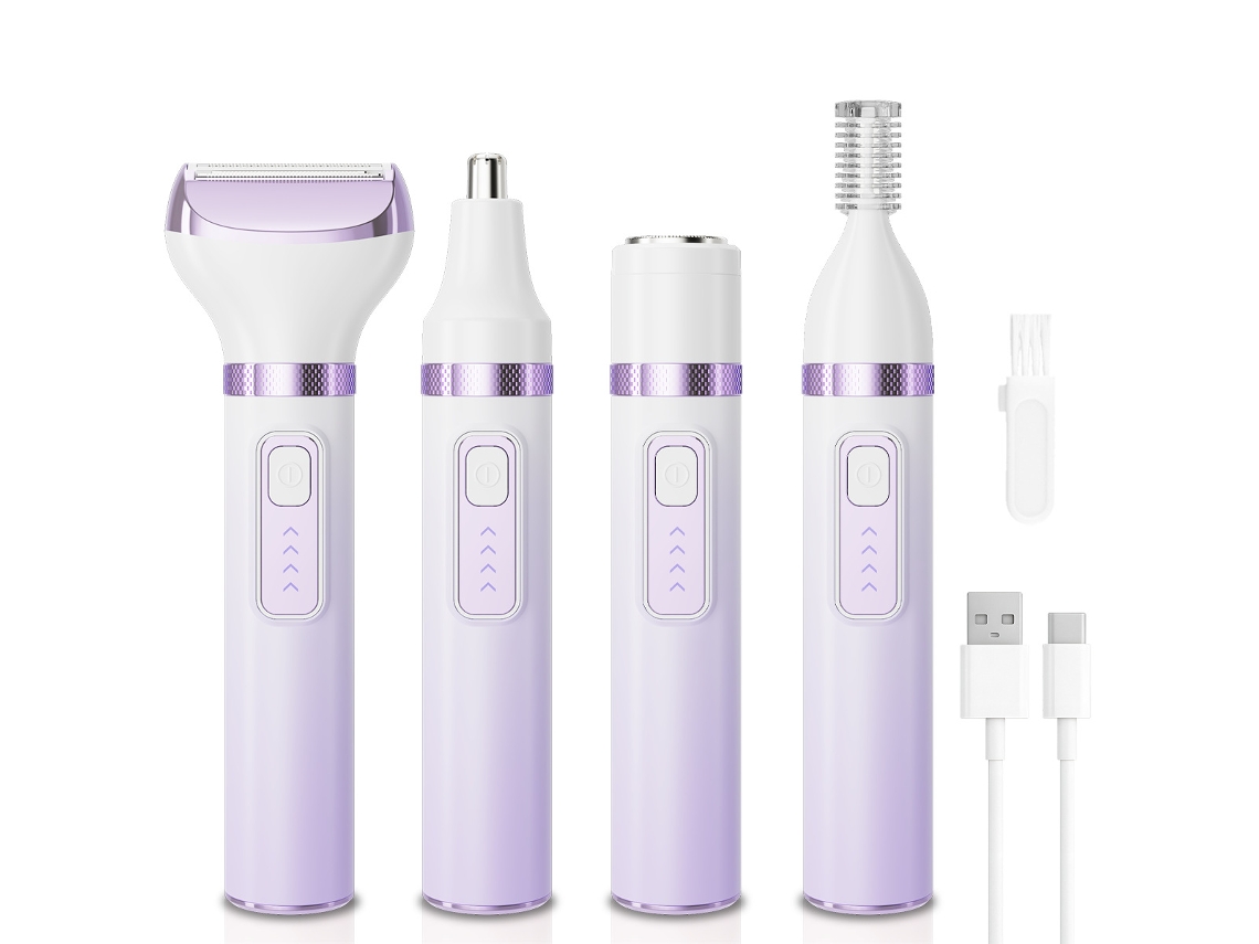Recortadora recargable 4 en 1 para mujer para rostro, cejas, axilas y zona íntima, depilación eficaz e indolora, compacta, recargable, fácil de usar.