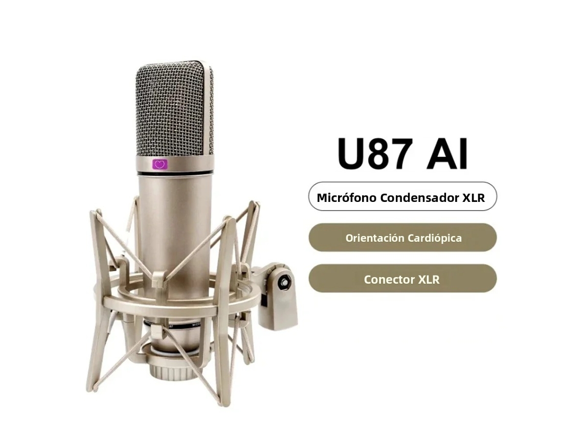 Micrófono de condensador cardioide XLR profesional con cable. Mdug
