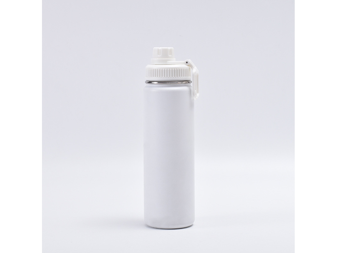 Botella térmica deportiva de 750 ml, fabricada en acero inoxidable de titanio puro, portátil. Mdug (blanca)