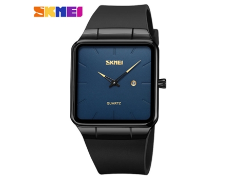 Relojes cuadrados para hombres Reloj de pulsera de cuarzo analógico de moda informal resistente al agua-Superficie azul de concha negra LUUCOZK