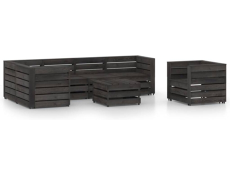 Conjunto 7 de muebles de jardín VIDAXL madera de pino impregnada gris