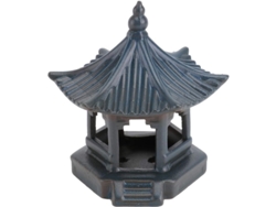 Estátua de Pagode Miniatura de Cerâmica para Jardim de Fadas Pavilhão Hexagonal