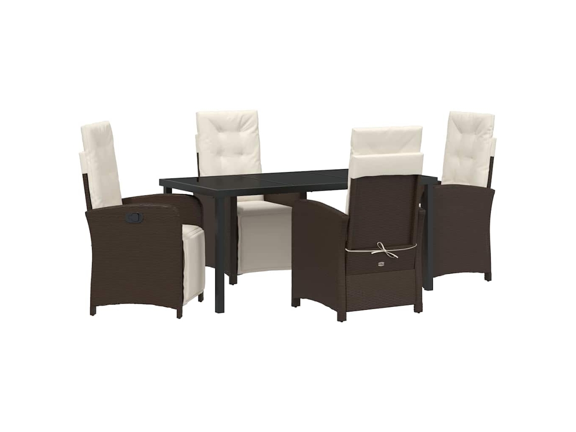 Maison Exclusive - Conjunto De Comedor De Jardín 5 Pcs Marrón Ratán Sintético