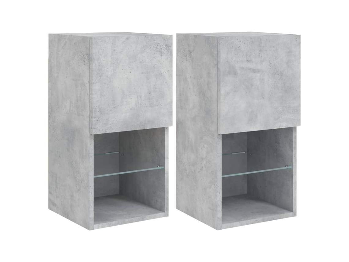 Conjunto 2 Muebles para TV VIDAXL con luces LED gris hormigón (30.5 x 30 x 60 cm)