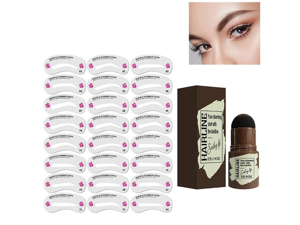 Kit De Plantillas Impermeables Para Cejas, Maquillaje De Contorno Natural Con 24 Plantillas Reutilizables.